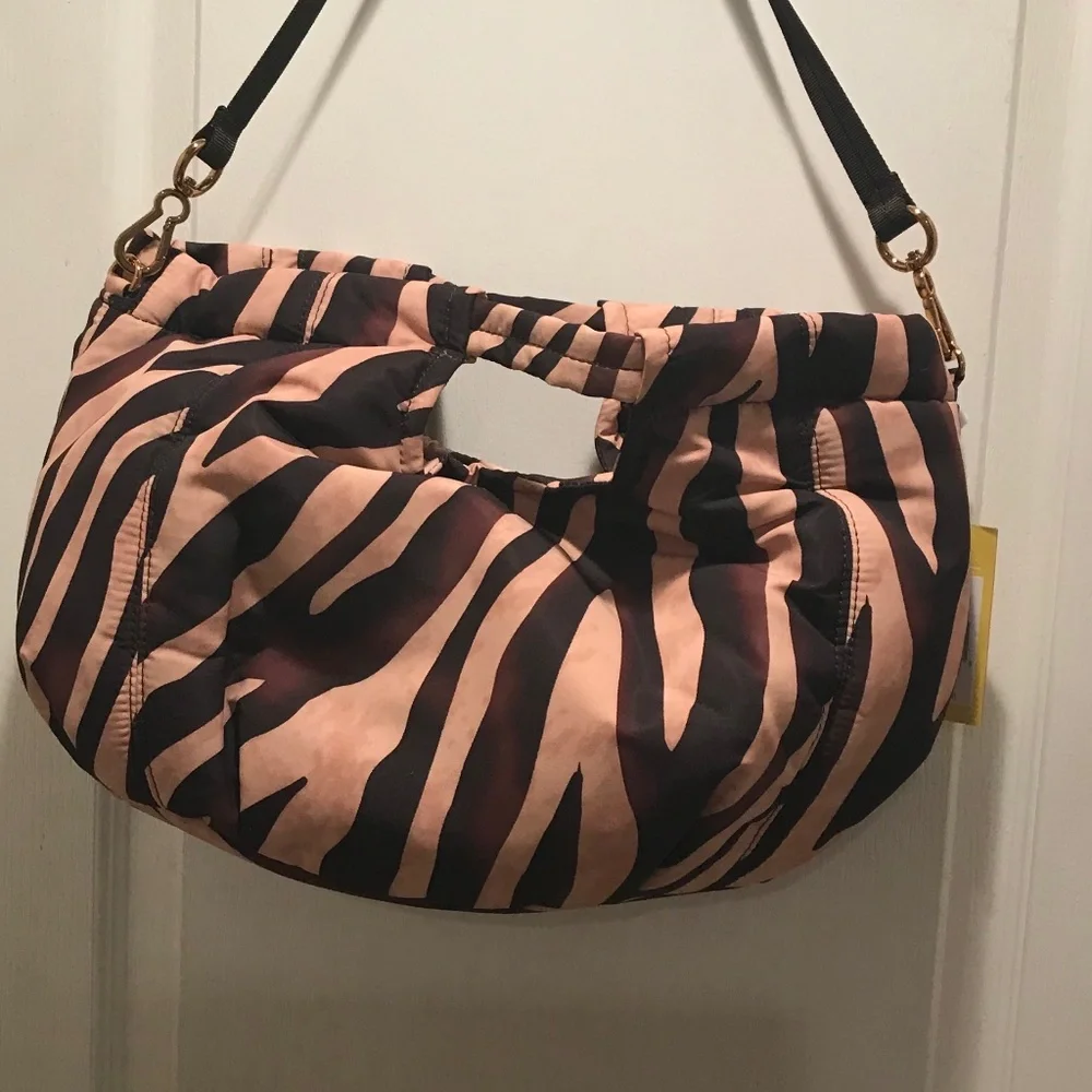 Vince Camuto Harlow zebra print puffer handbag brown/tan NWT - Picture 2 of 4